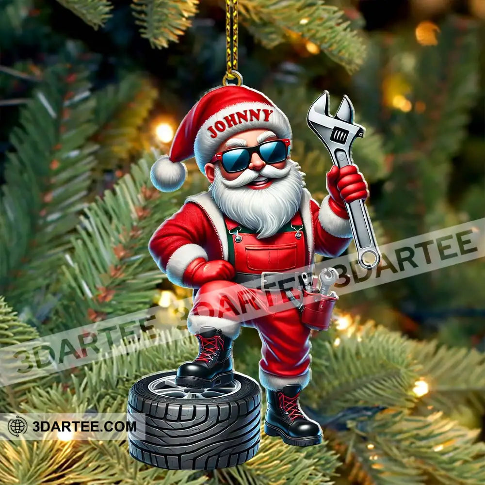Custom Name Mechanic Santa Ornament Christmas Gift