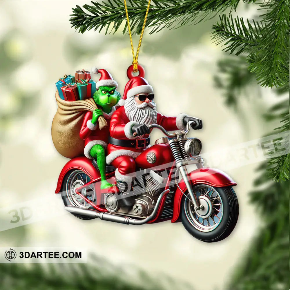 Custom Name Motorcycle Christmas Santa Ornament Gift For Lover 3.54’’ / 1