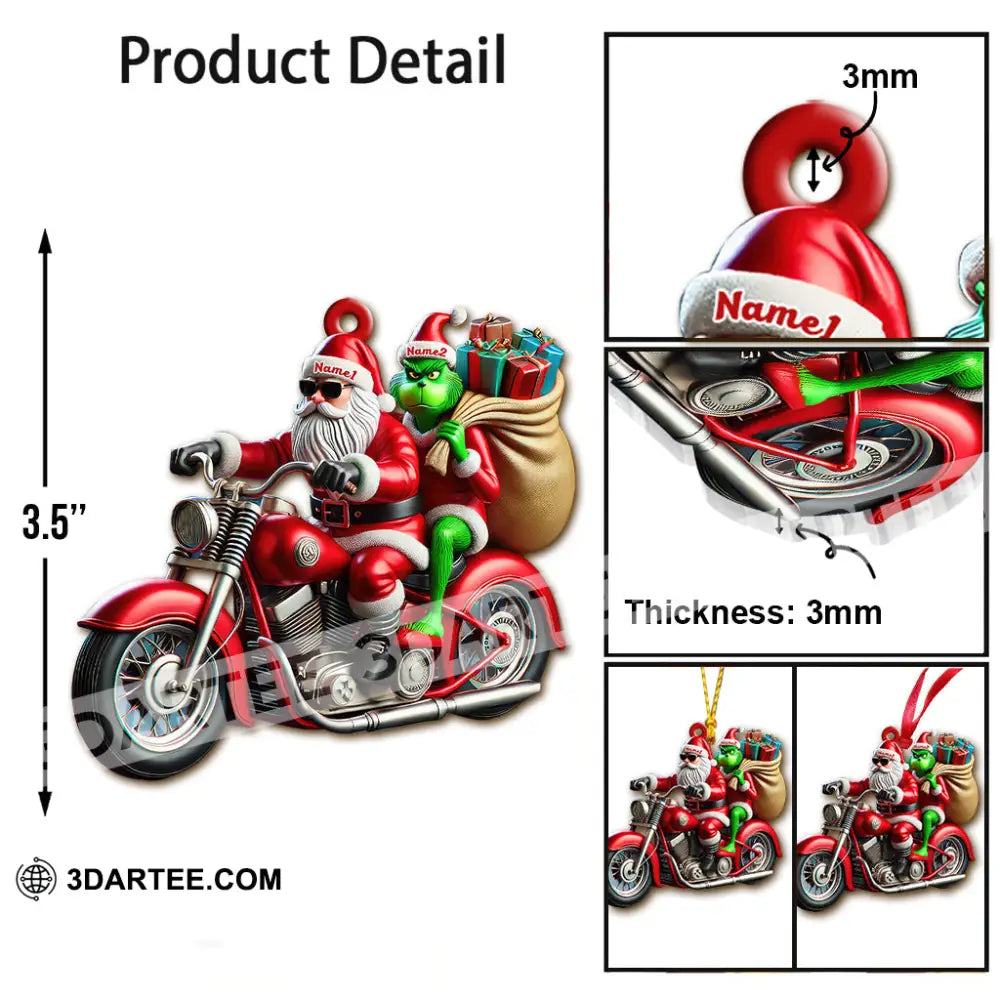 Custom Name Motorcycle Christmas Santa Ornament Gift For Lover