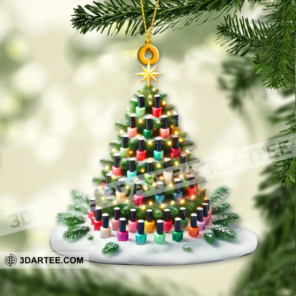 Custom Name Nail Christmas Tree Ornament Artist Gift 3.54’’ / 1