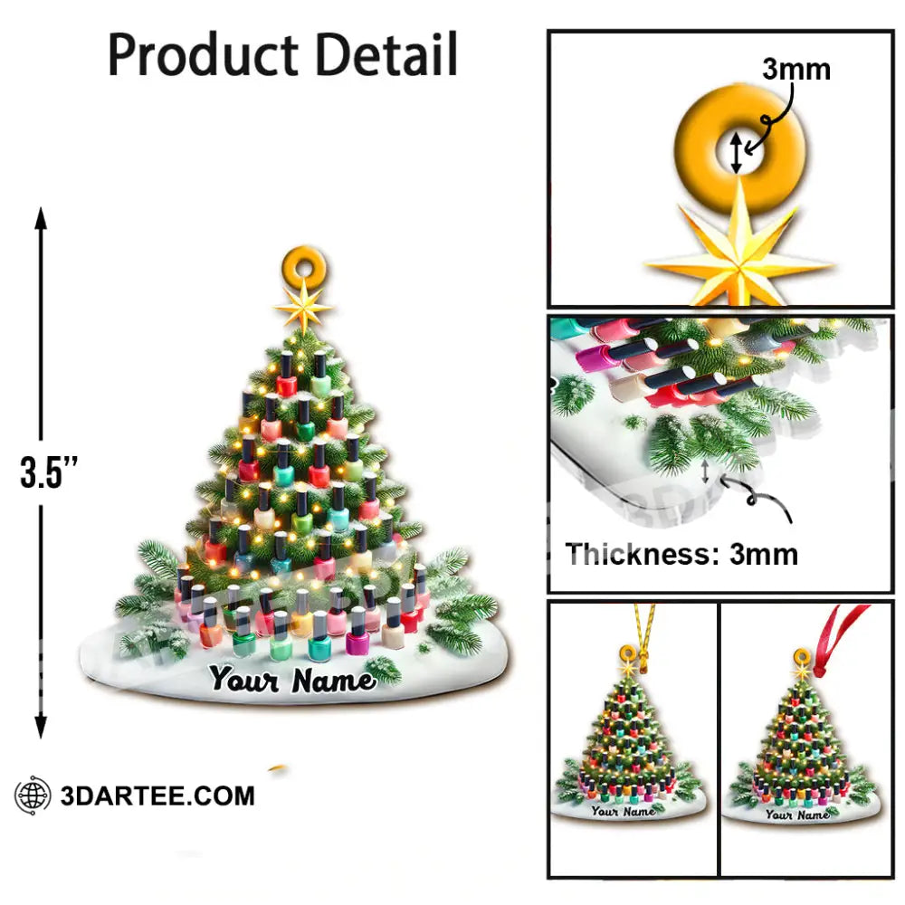 Custom Name Nail Christmas Tree Ornament Artist Gift