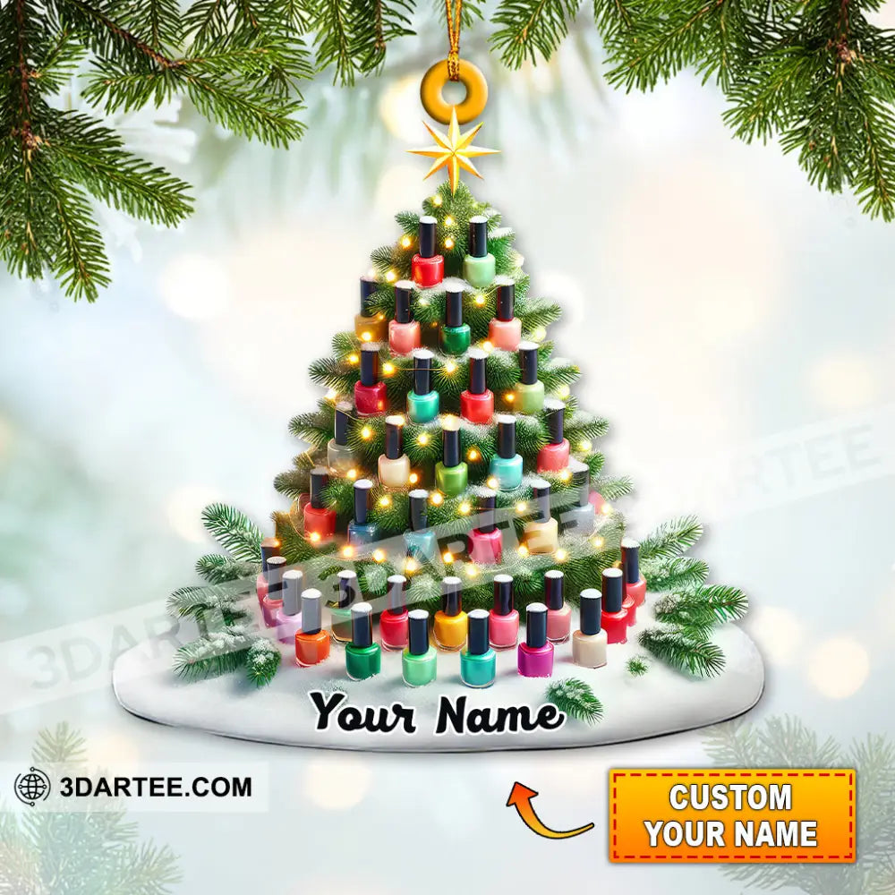 Custom Name Nail Christmas Tree Ornament Artist Gift