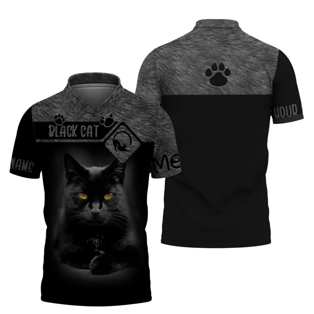 Custom Unisex Shirt Black Cat T-Shirt For Pet Lovers Polo / S
