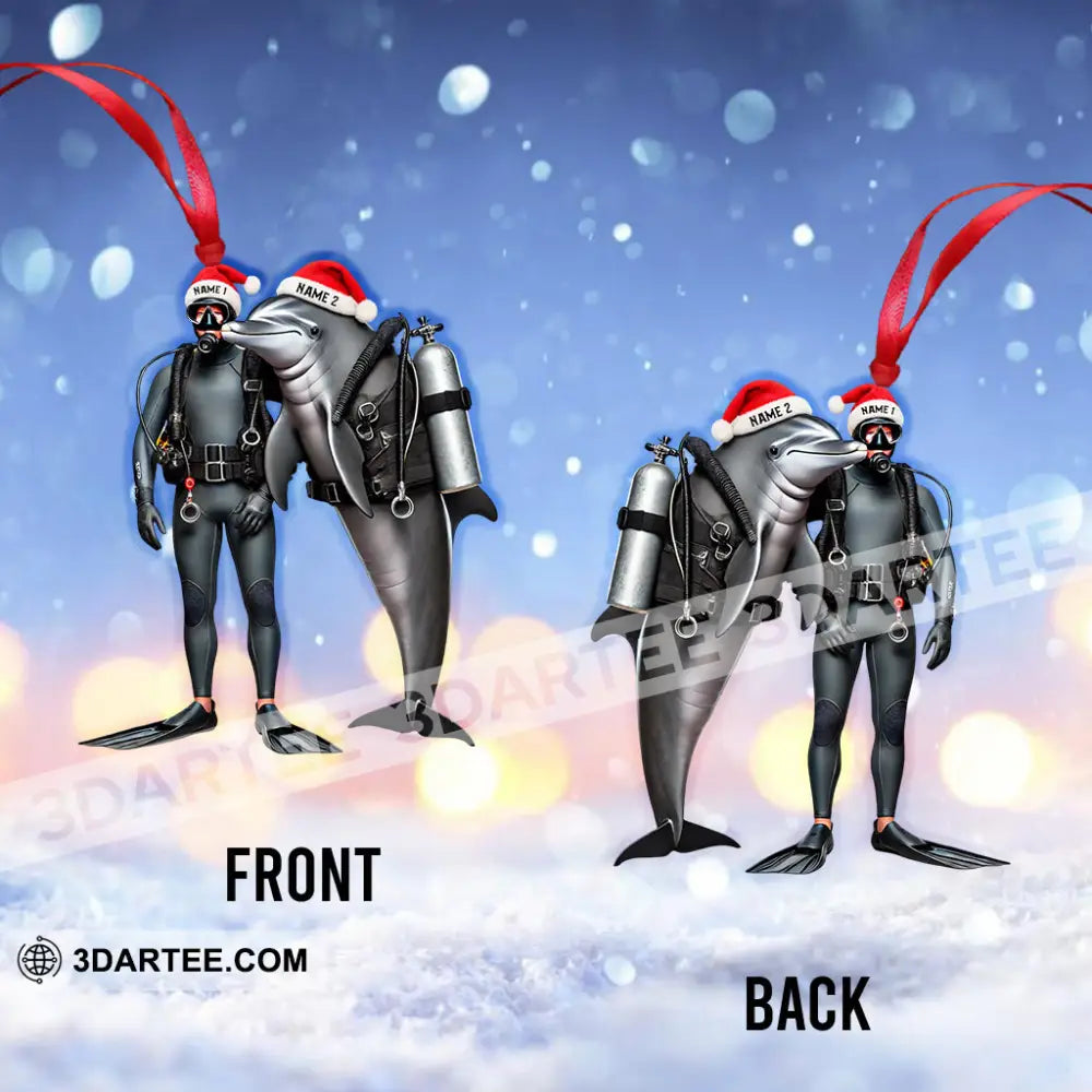 Diver And Dolphin Home Decor Christmas Ornament Personalized Ornament Ornament