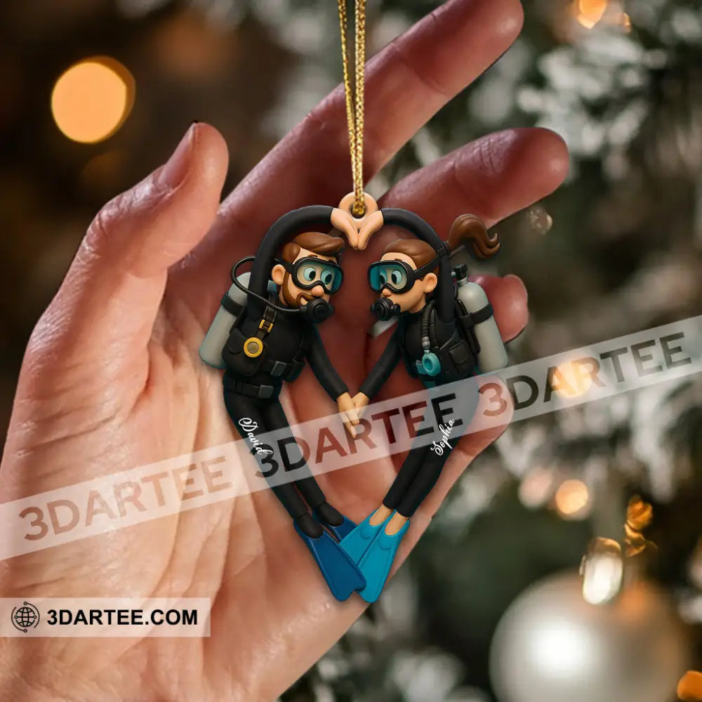 Diving Couple Home Decor Christmas Ornament Personalized Ornament Ornament