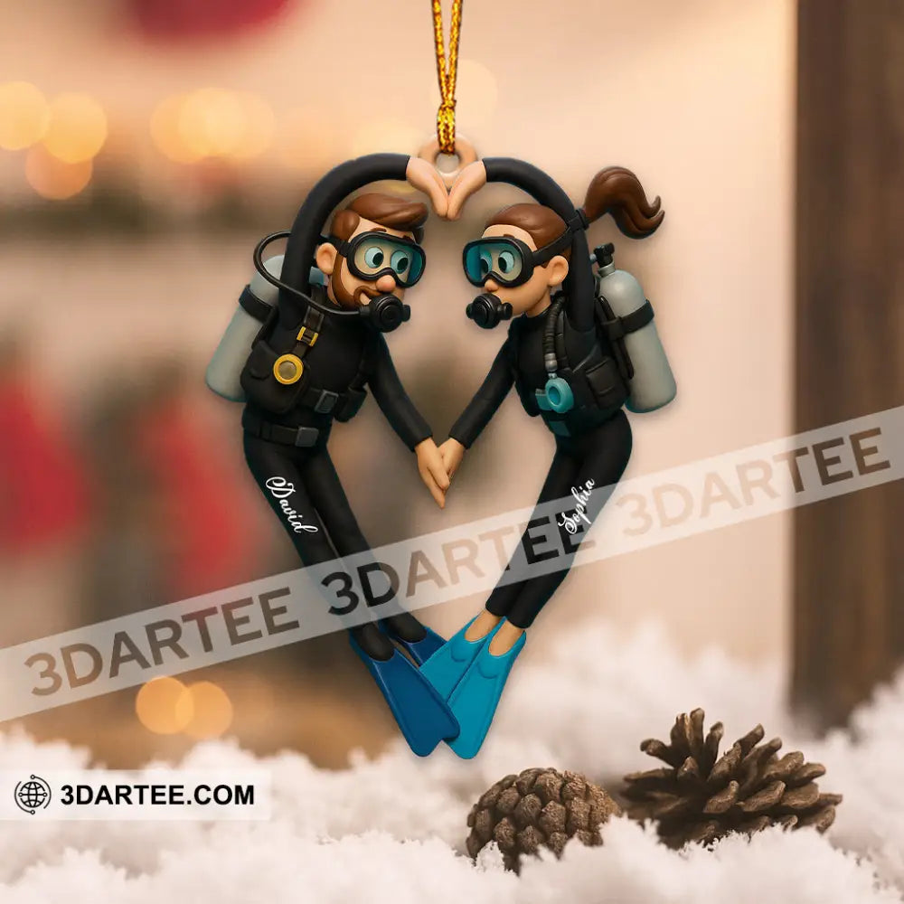 Diving Couple Home Decor Christmas Ornament Personalized Ornament Ornament
