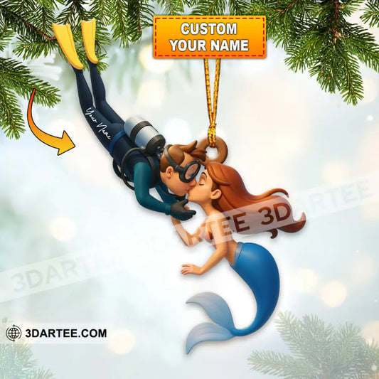 Diving Couple Home Decor Christmas Ornament Personalized Ornament 3.54’’ / 1 Ornament Ornament