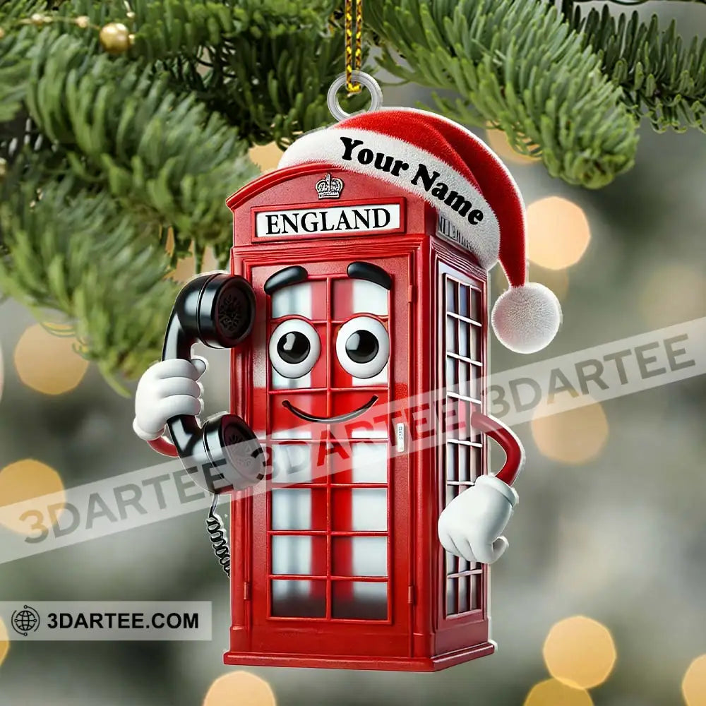England Red Telephone Box Christmas Ornament Personalized Ornament Ornament