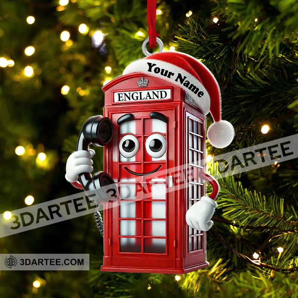 England Red Telephone Box Christmas Ornament Personalized Ornament Ornament