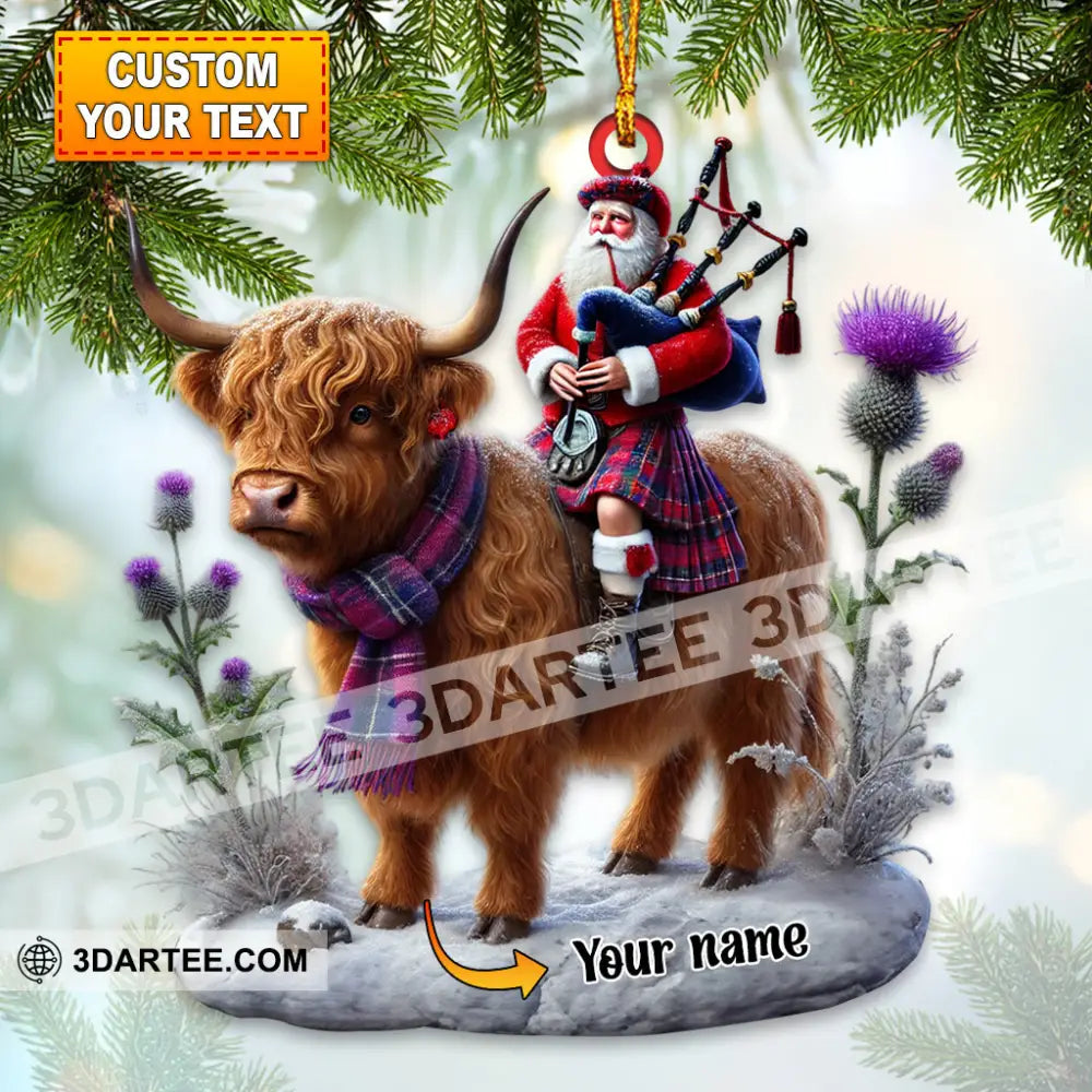 Funny Highland Cow Christmas Ornament Personalized Ornament 3.54’’ / 1 Ornament Ornament