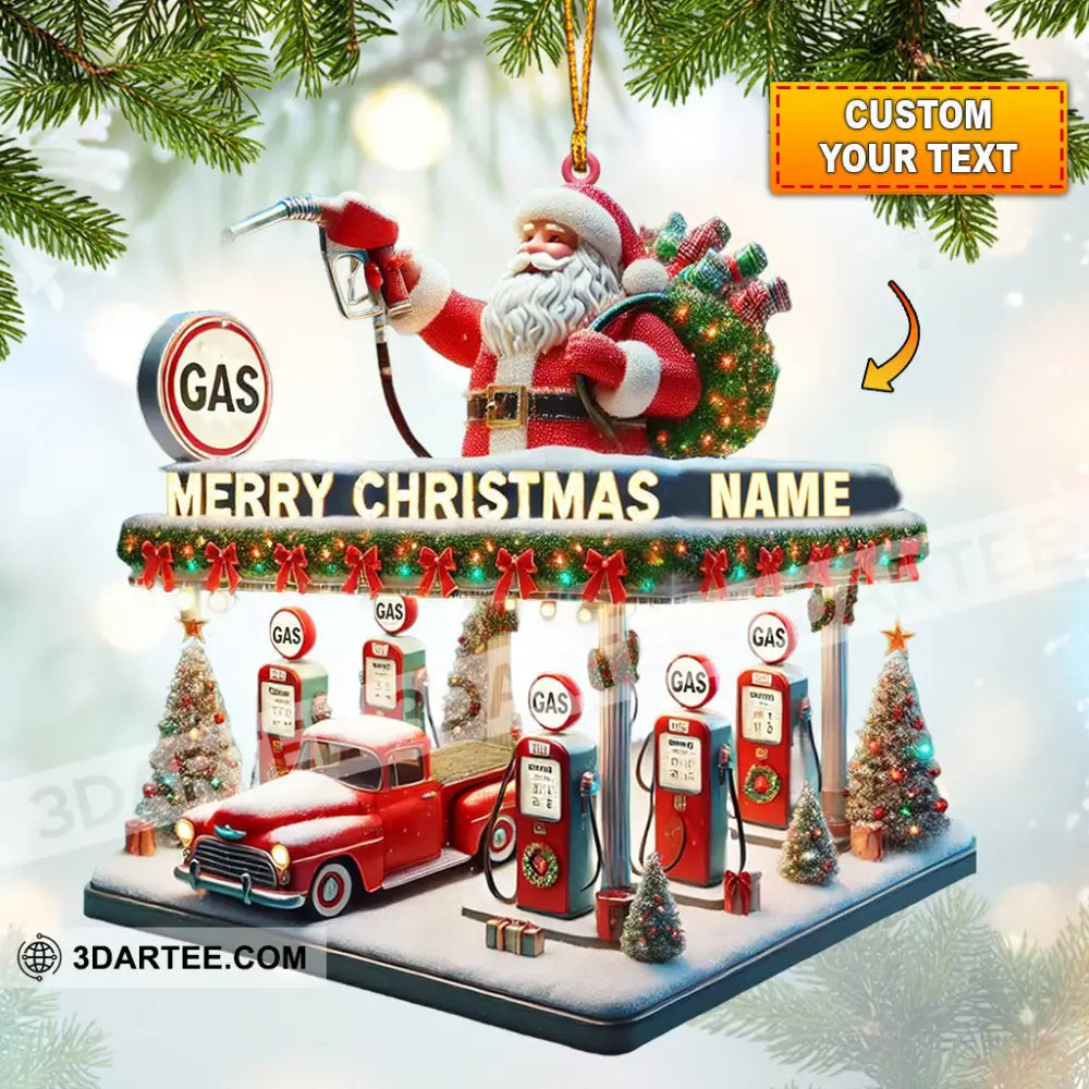 Gas Station Merry Christmas Ornament Personalized Ornament 3.54’’ / 1 Ornament Ornament
