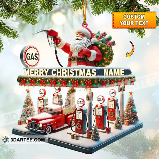Gas Station Merry Christmas Ornament Personalized Ornament 3.54’’ / 1 Ornament Ornament