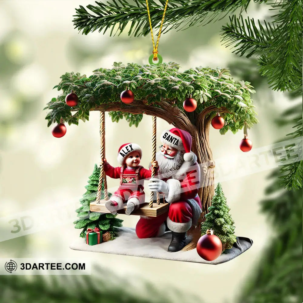 Kid And Santa Decor Christmas Ornament Personalized Ornament Ornament