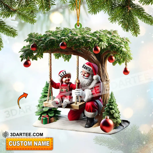 Kid And Santa Decor Christmas Ornament Personalized Ornament 3.54’’ / 1 Ornament Ornament