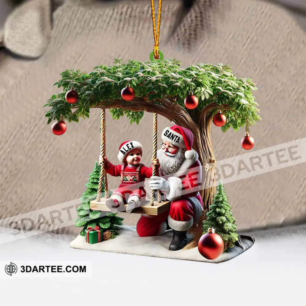 Kid And Santa Decor Christmas Ornament Personalized Ornament Ornament