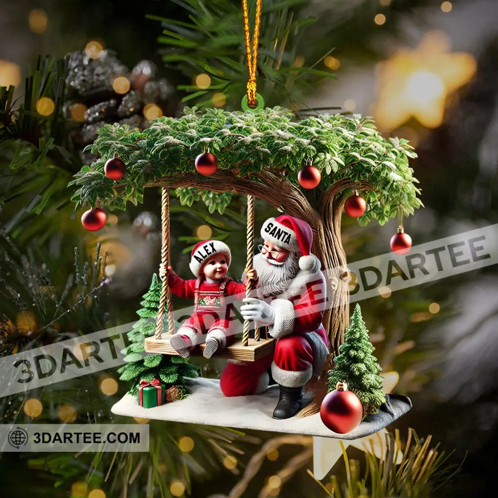 Kid And Santa Decor Christmas Ornament Personalized Ornament Ornament