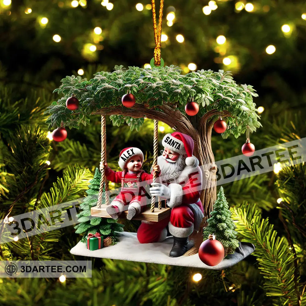 Kid And Santa Decor Christmas Ornament Personalized Ornament Ornament