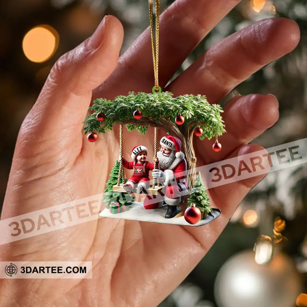 Kid And Santa Decor Christmas Ornament Personalized Ornament Ornament