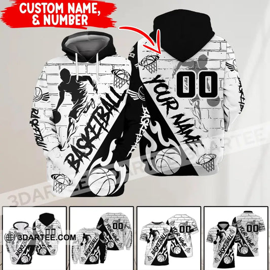 Man Shirt Basketball Custom Name T-Shirt Fire Gift For Player