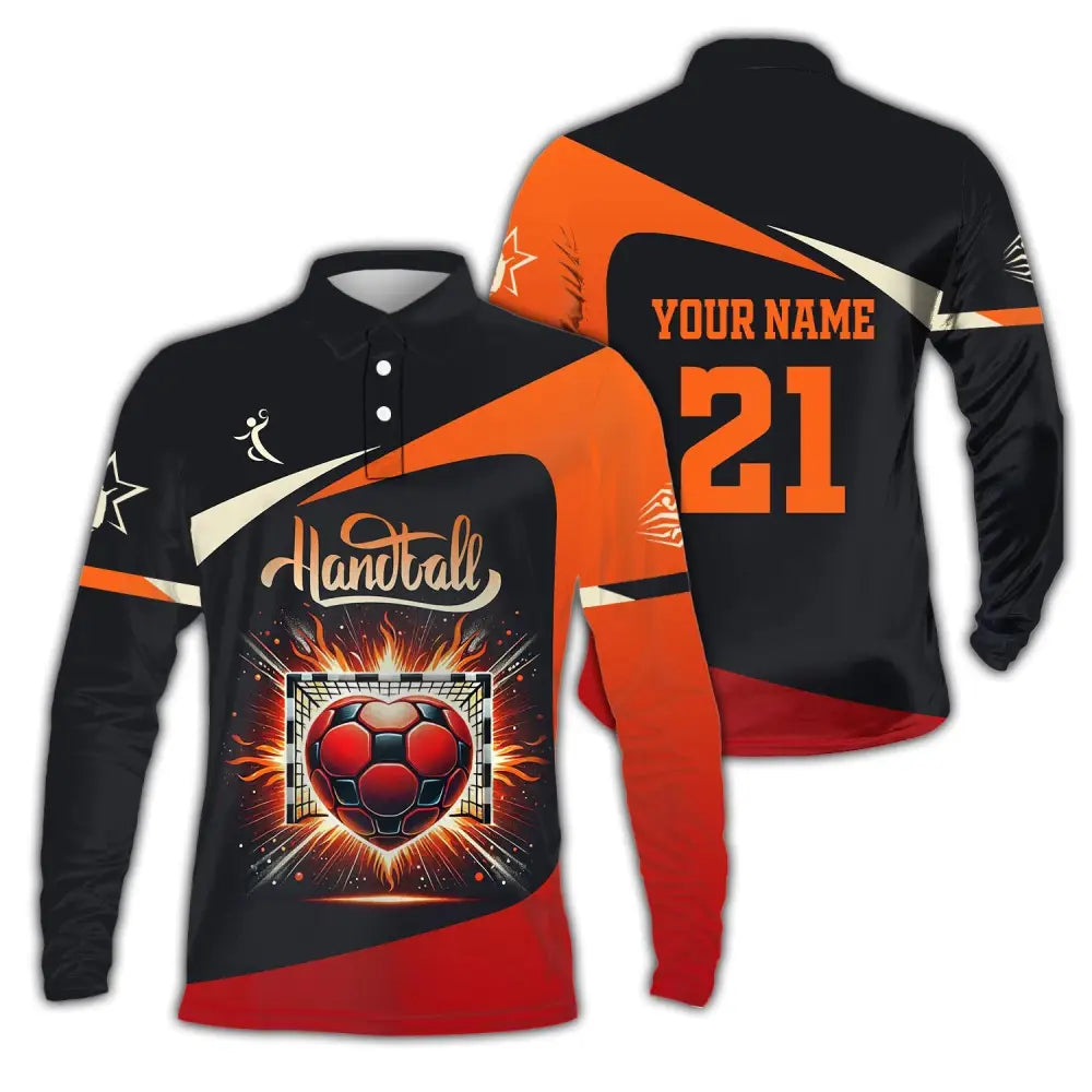 Man Shirt Custom Name And Number Handball Polo Long Sleeve Club Uniform Lover Gift / S T-Shirt