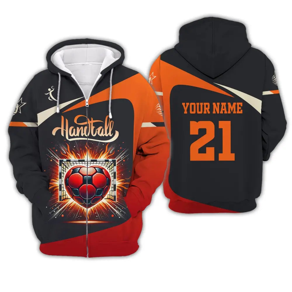 Man Shirt Custom Name And Number Handball Polo Long Sleeve Club Uniform Lover Gift Zipper Hoodie /