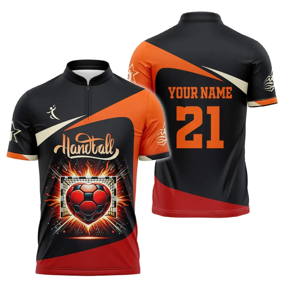 Man Shirt Custom Name And Number Handball Polo Long Sleeve Club Uniform Lover Gift Zipper / S