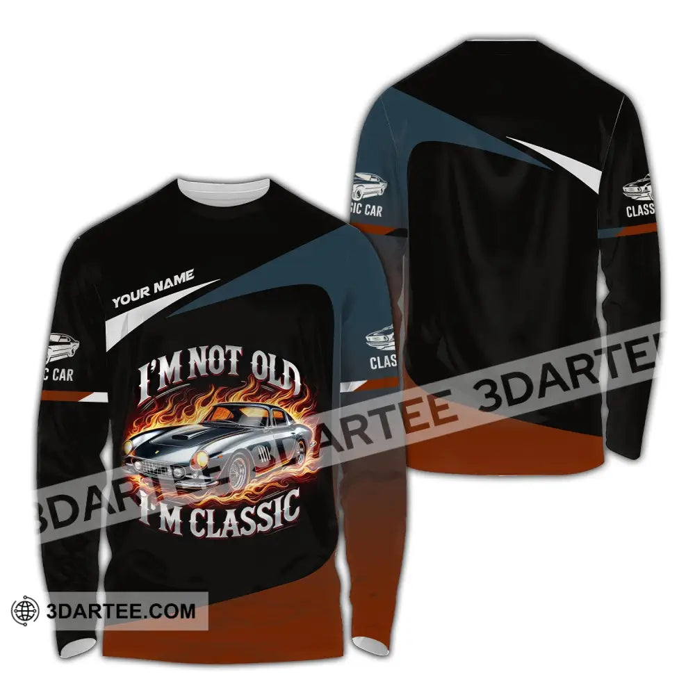 Man Shirt Custom Name Classic Car Lover T-Shirt Long Sleeve / S T-Shirt