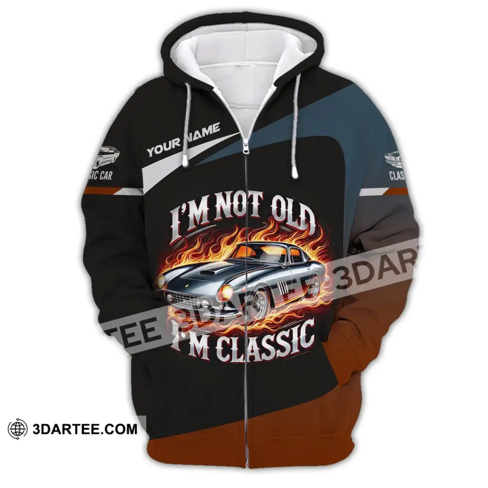 Man Shirt Custom Name Classic Car Lover T-Shirt Zipper Hoodie / S T-Shirt
