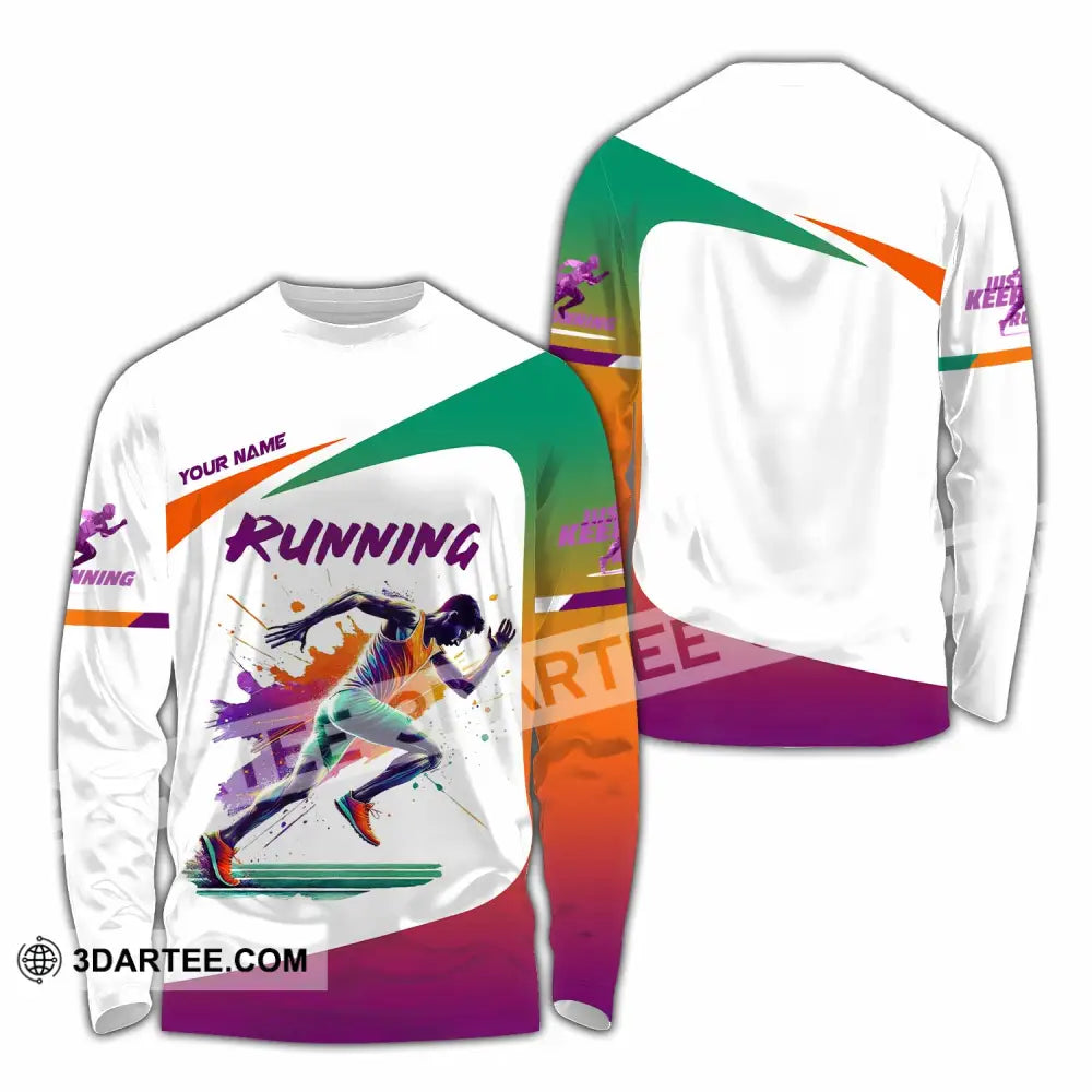 Men Shirt - Custom Running Man Runner Shirt Long Sleeve Shirt / S T-shirt