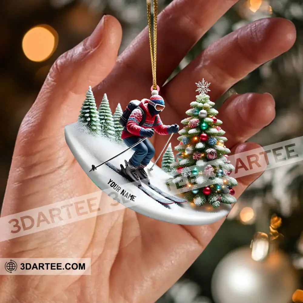 Merry Christmas Skiing Home Decor Christmas Ornament Personalized Ornament Ornament