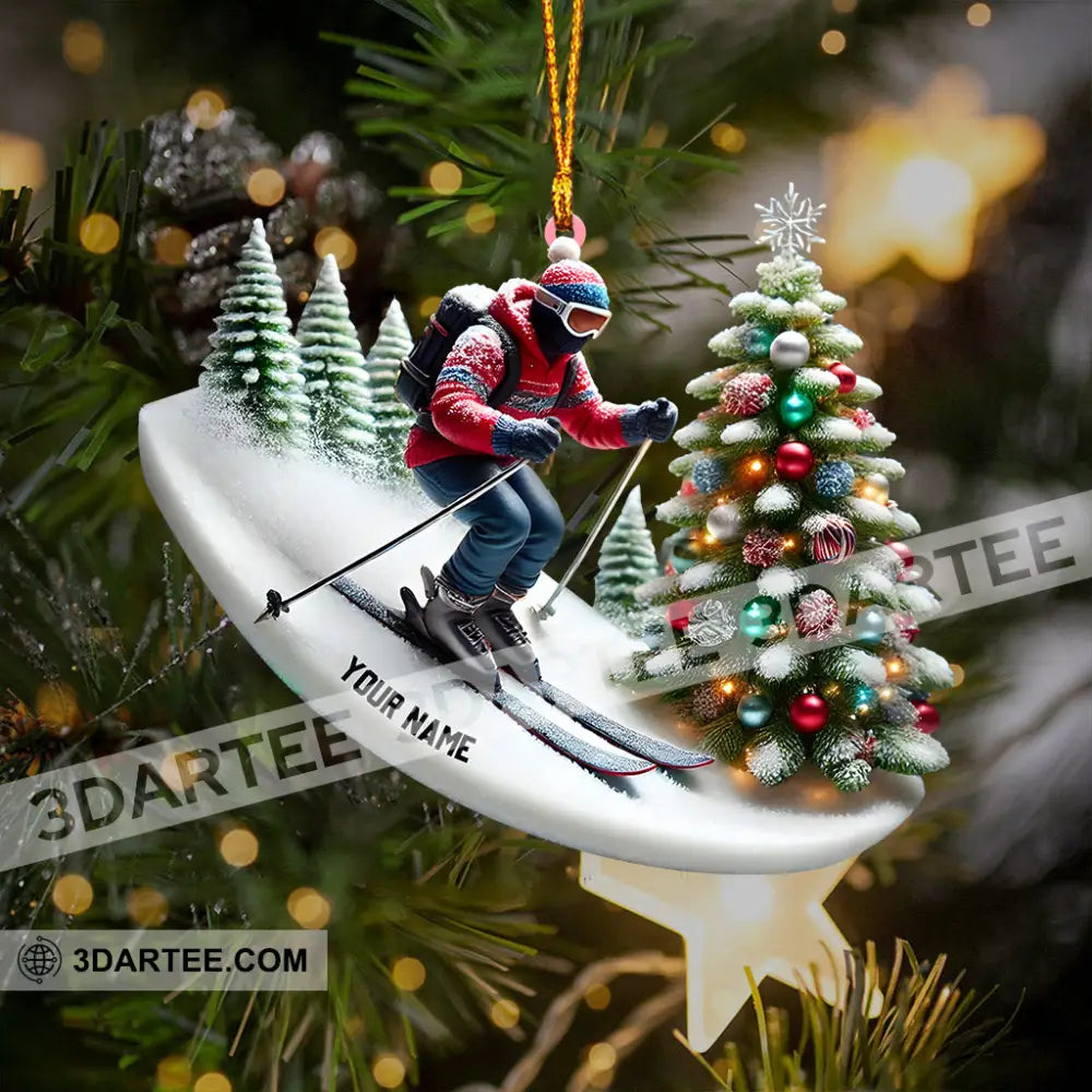 Merry Christmas Skiing Home Decor Christmas Ornament Personalized Ornament 3.54’’ / 1 Ornament Ornament
