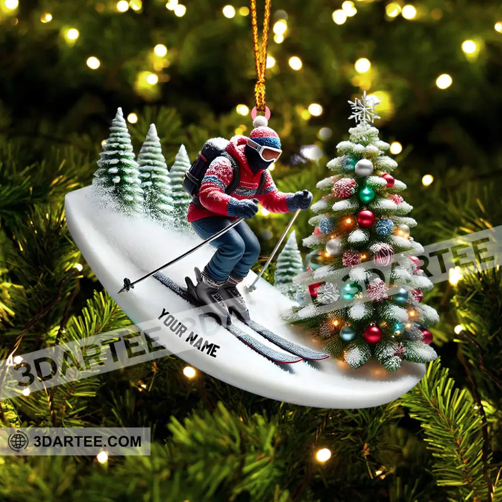Merry Christmas Skiing Home Decor Christmas Ornament Personalized Ornament Ornament