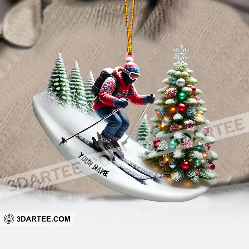 Merry Christmas Skiing Home Decor Christmas Ornament Personalized Ornament Ornament