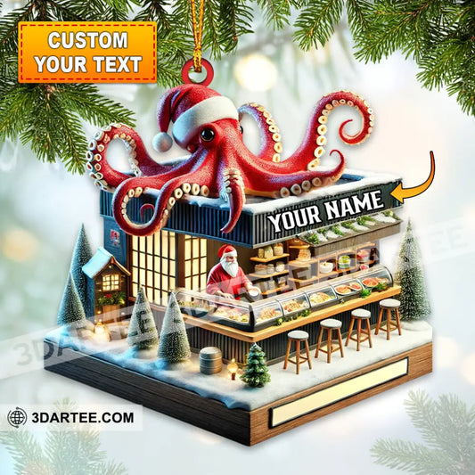 Octopus Santa Bar Home Decor Christmas Ornament Personalized Ornament 3.54’’ / 1 Ornament Ornament