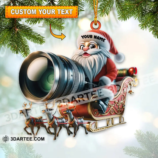 Photographer Santa Coming Christmas Home Decor Christmas Ornament Personalized Ornament 3.54’’ / 1 Ornament Ornament