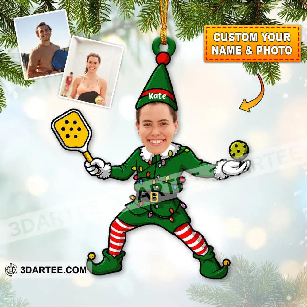 Pickleball ELF Christmas Home Decor Christmas Ornament Personalized Ornament 3.54’’ / 1 Ornament Ornament