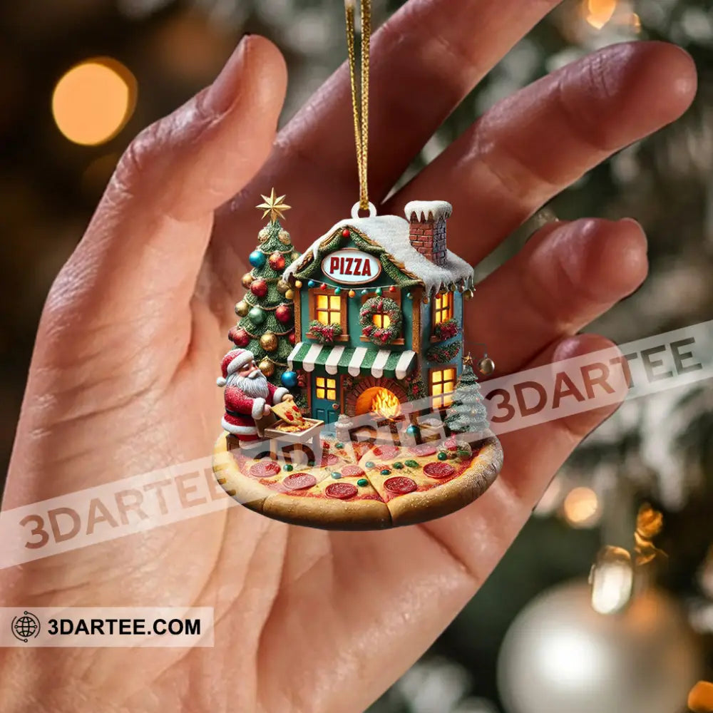 Pizza Santa Home Decor Christmas Ornament Personalized Ornament 3.54’’ / 1 Ornament Ornament
