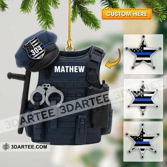 Police Home Decor Christmas Ornament Personalized Ornament 3.54’’ / 1 Ornament Ornament