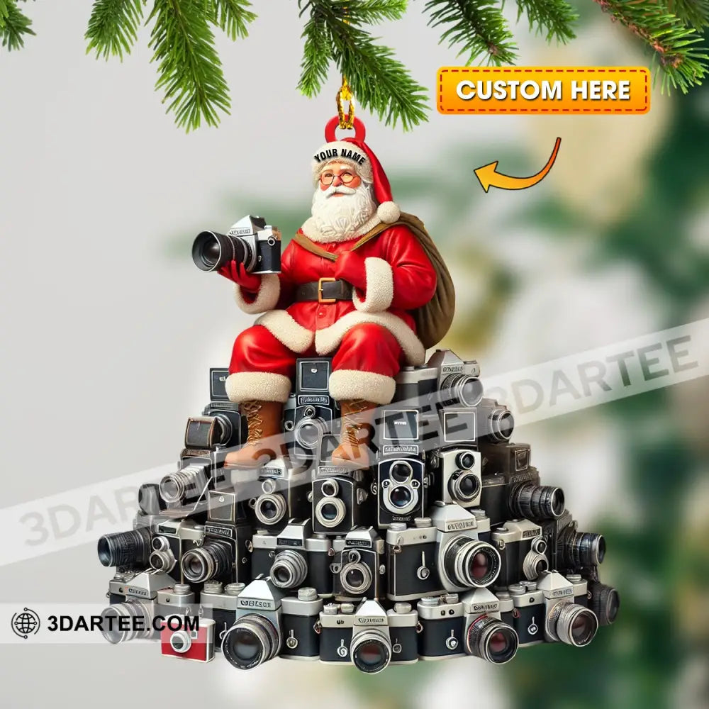 Santa Camera Lover Christmas Home Decor Christmas Ornament Personalized Ornament 3.54’’ / 1 Ornament Ornament