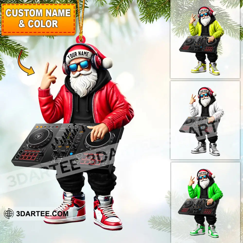 Santa DJ Home Decor Christmas Ornament Personalized Ornament 3.54’’ / 1 Ornament Ornament