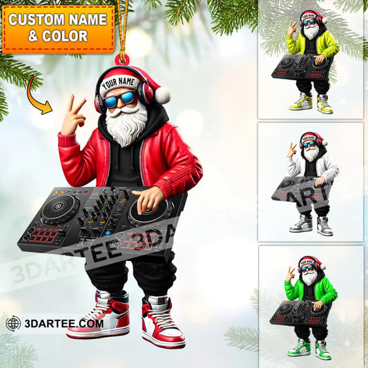 Santa DJ Home Decor Christmas Ornament Personalized Ornament 3.54’’ / 1 Ornament Ornament