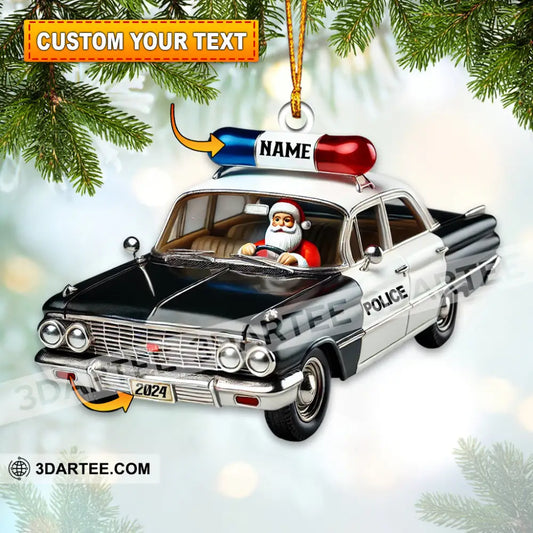Santa Driver Police Car Christmas Ornament Personalized Ornament 3.54’’ / 1 Ornament Ornament