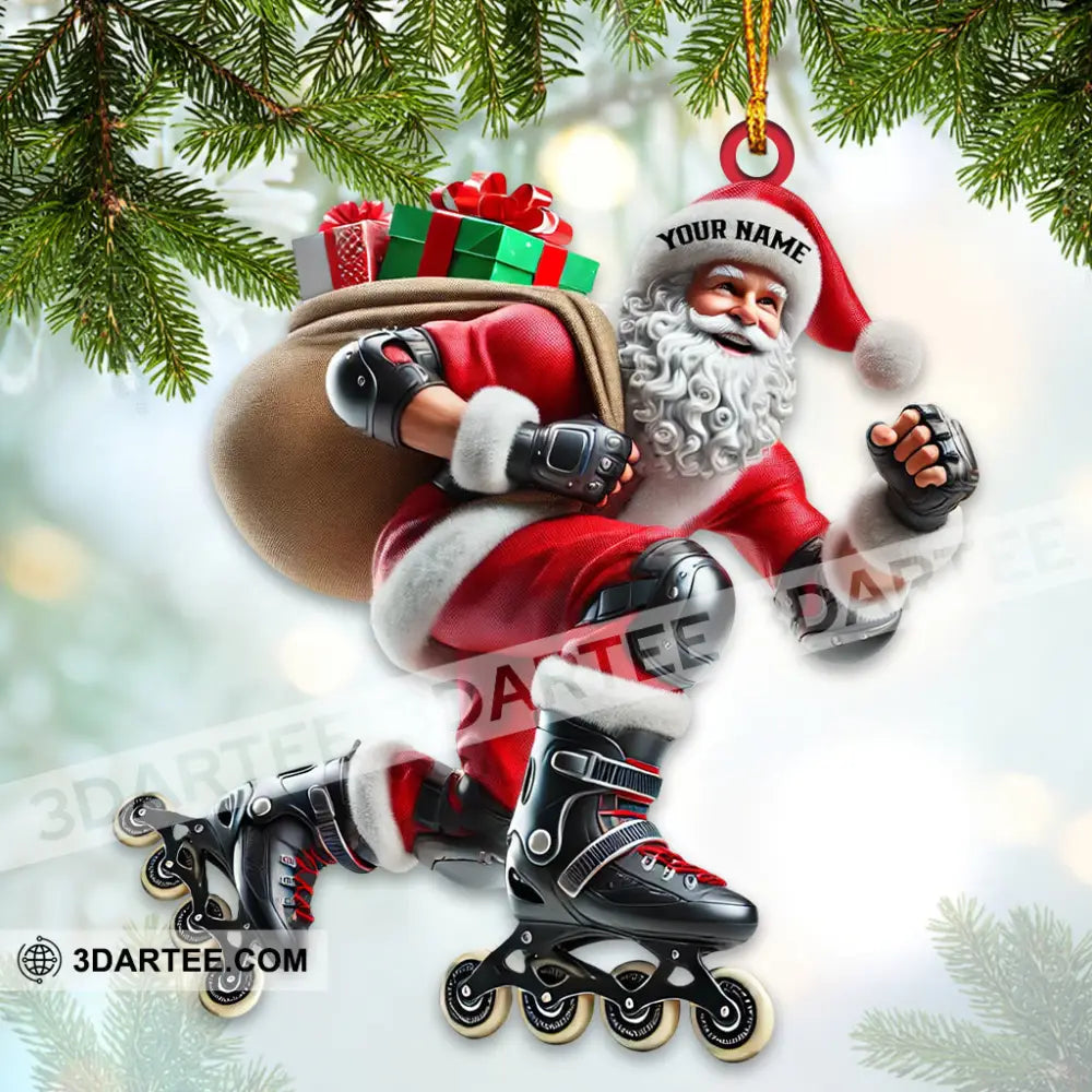 Santa Inline Skate Skating Home Decor Christmas Ornament Personalized Ornament Ornament
