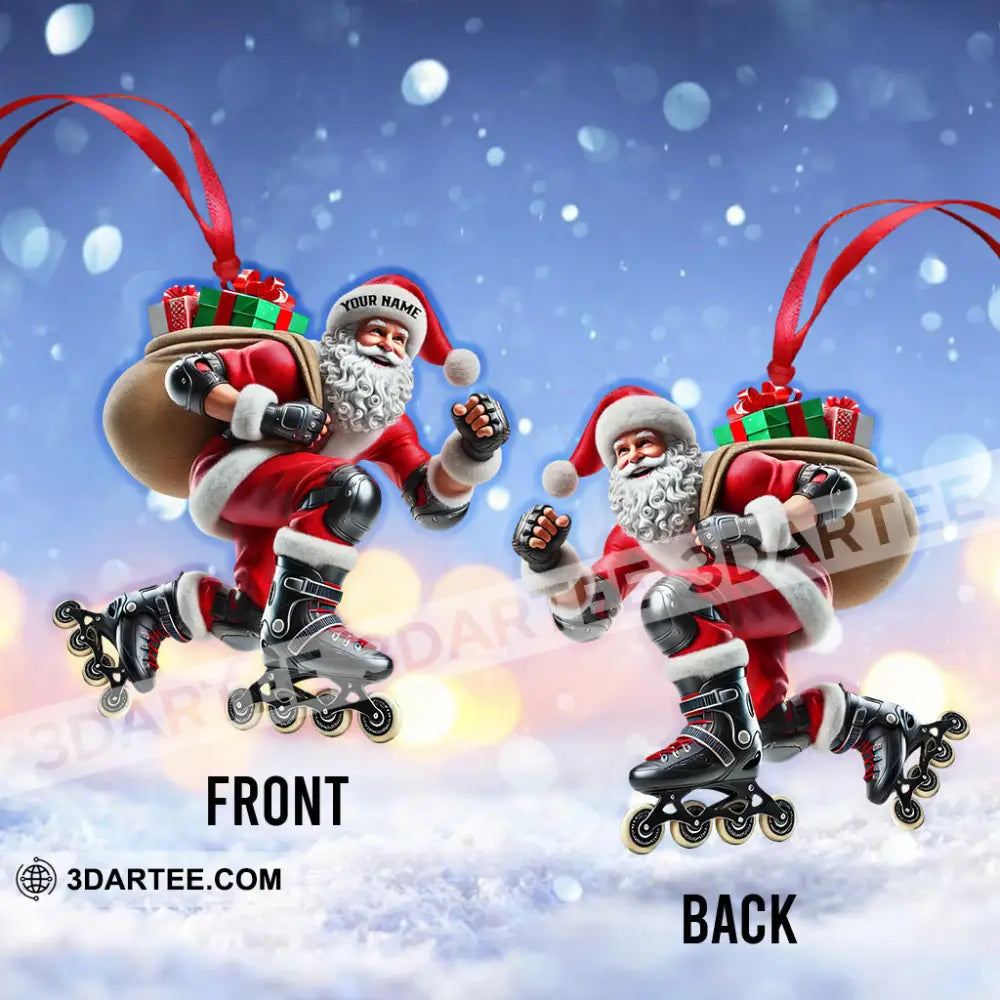 Santa Inline Skate Skating Home Decor Christmas Ornament Personalized Ornament Ornament