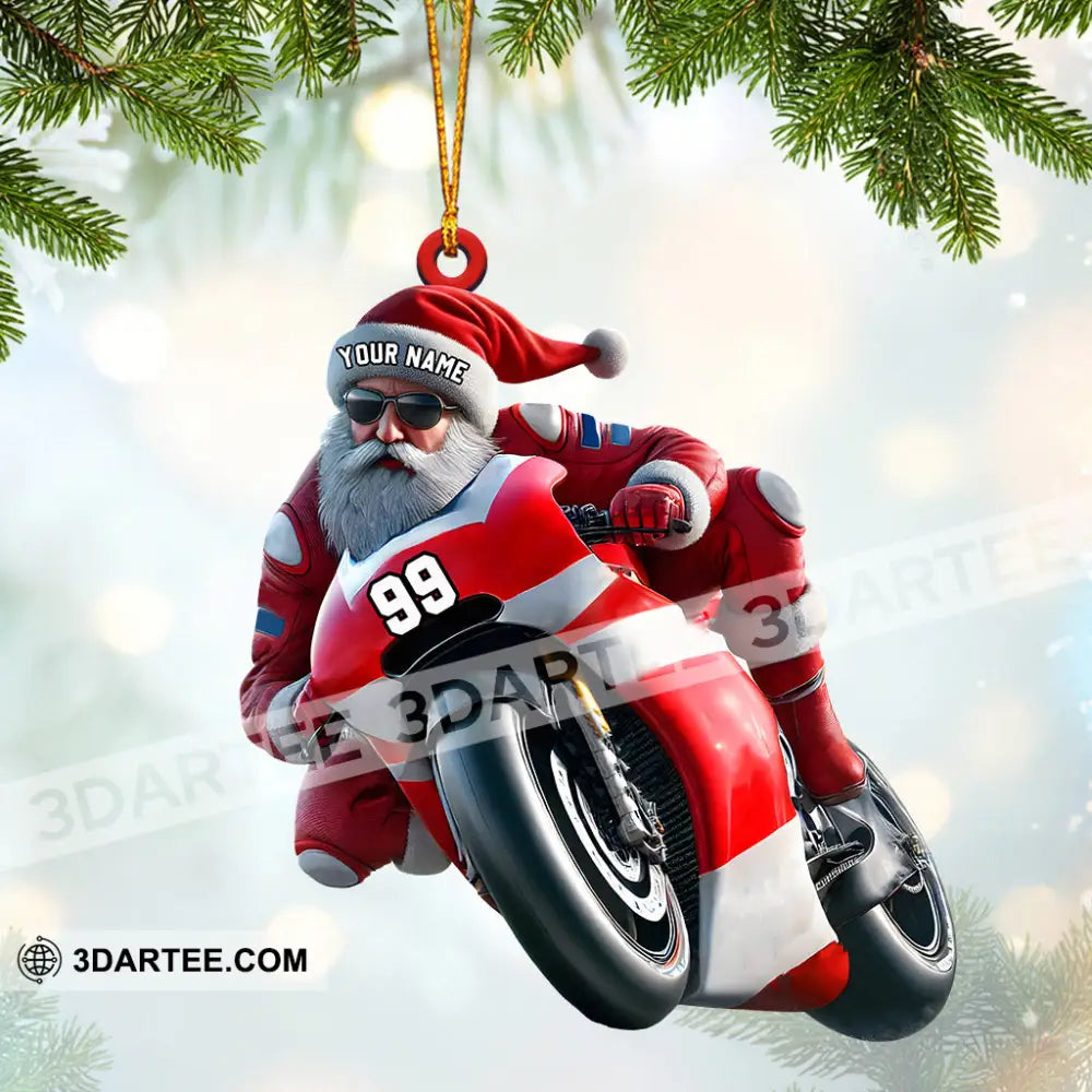 Santa Motobike Christmas Ornament Personalized Ornament Ornament