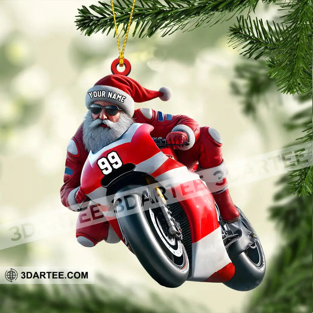 Santa Motobike Christmas Ornament Personalized Ornament Ornament