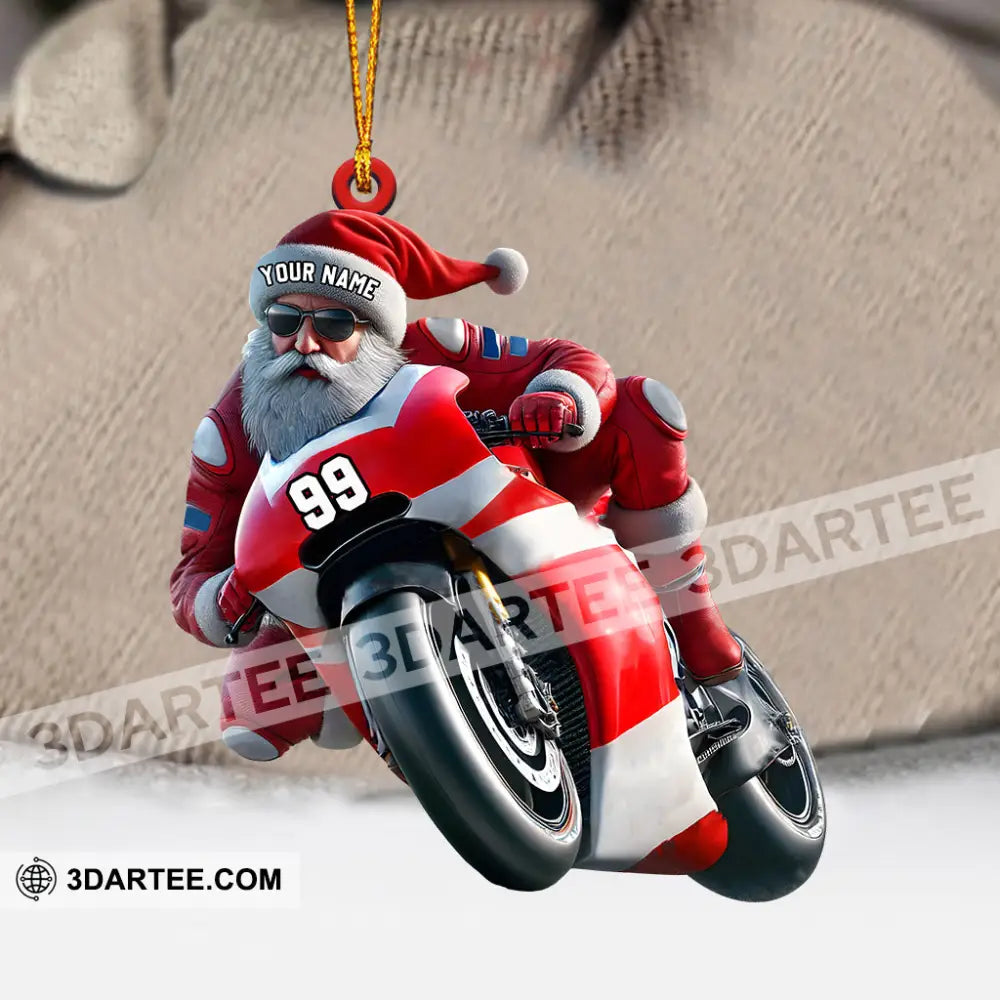 Santa Motobike Christmas Ornament Personalized Ornament Ornament