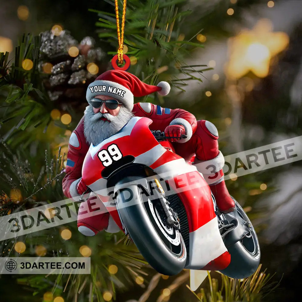 Santa Motobike Christmas Ornament Personalized Ornament Ornament