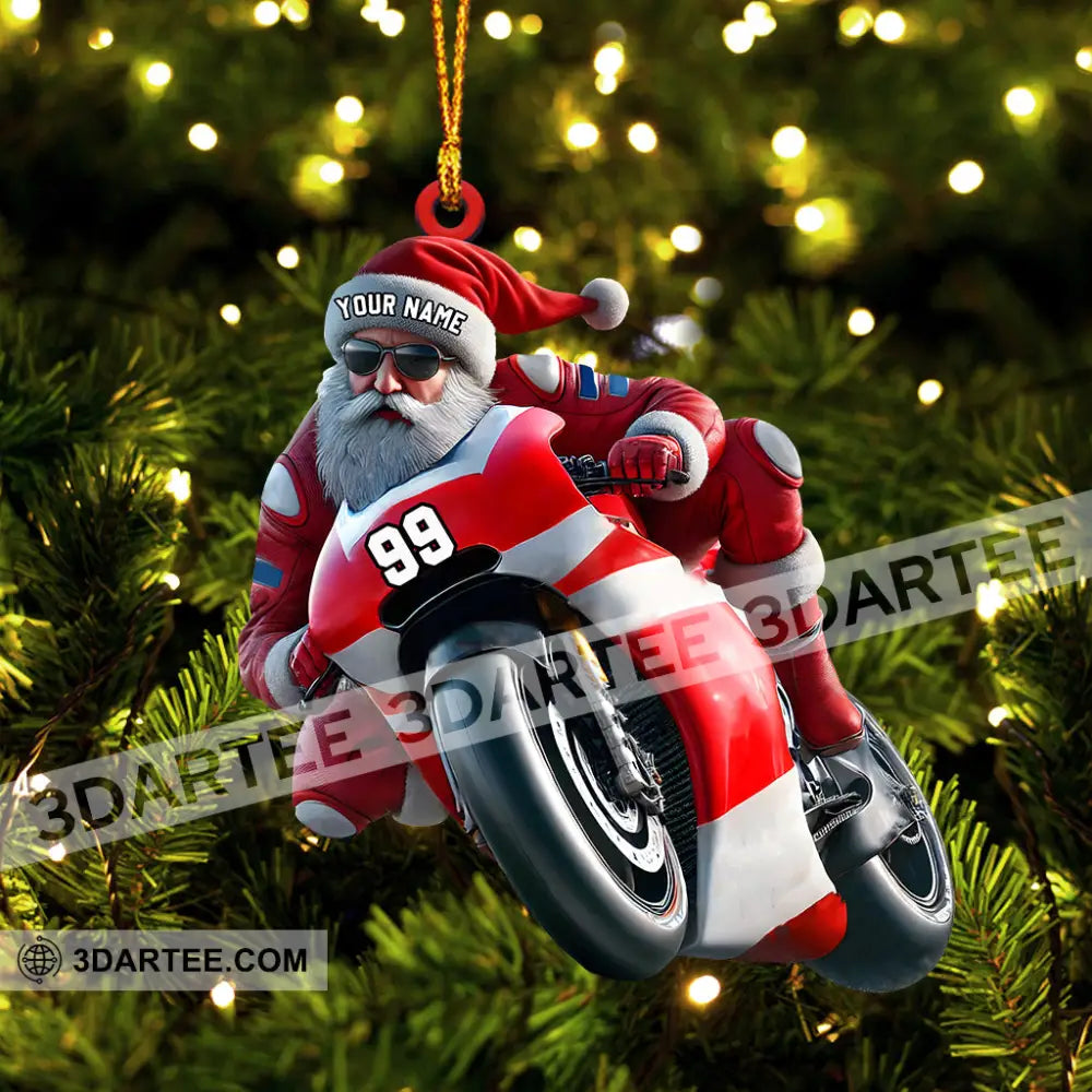 Santa Motobike Christmas Ornament Personalized Ornament Ornament