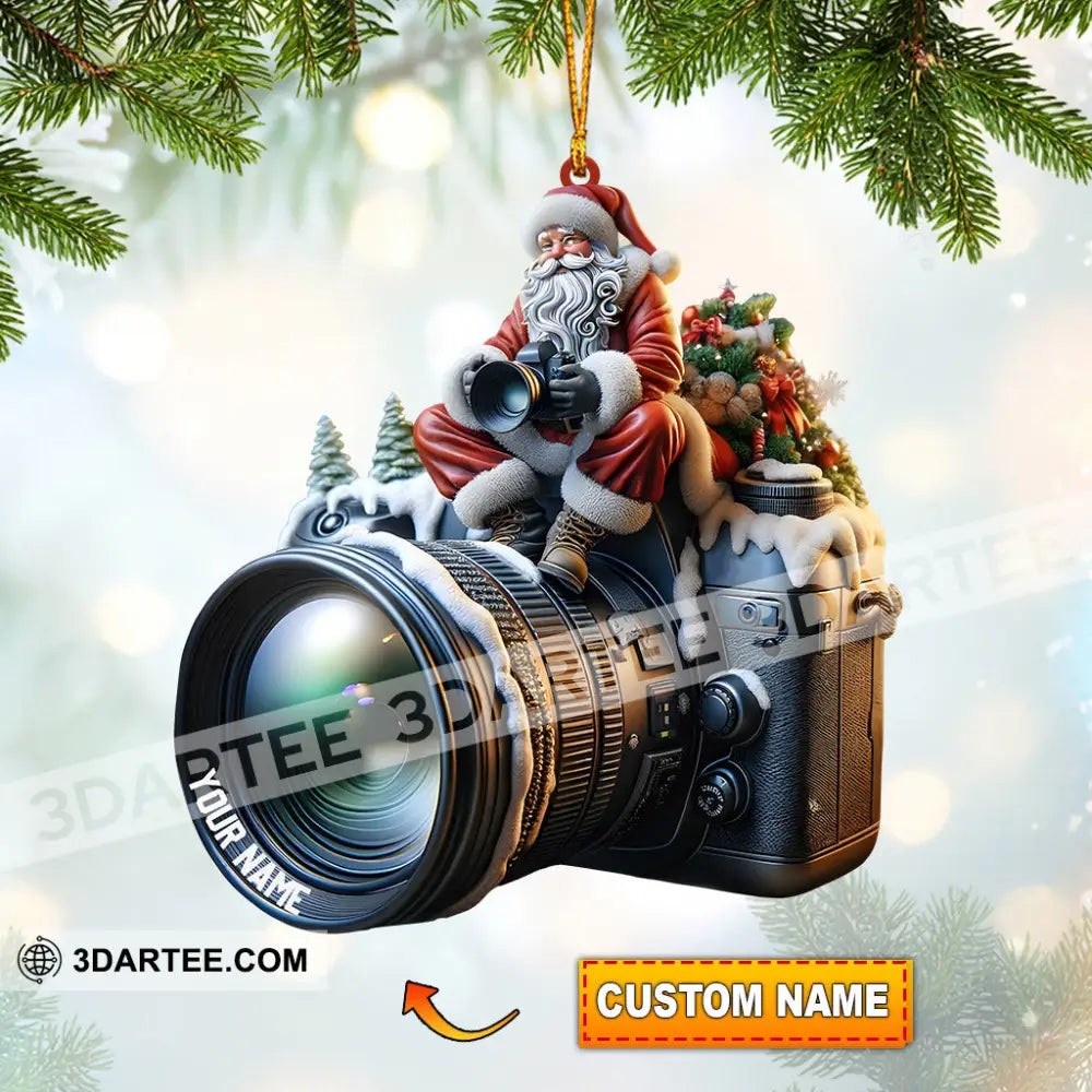 Santa Photographer Home Decor Christmas Ornament Personalized Ornament 3.54’’ / 1 Ornament Ornament
